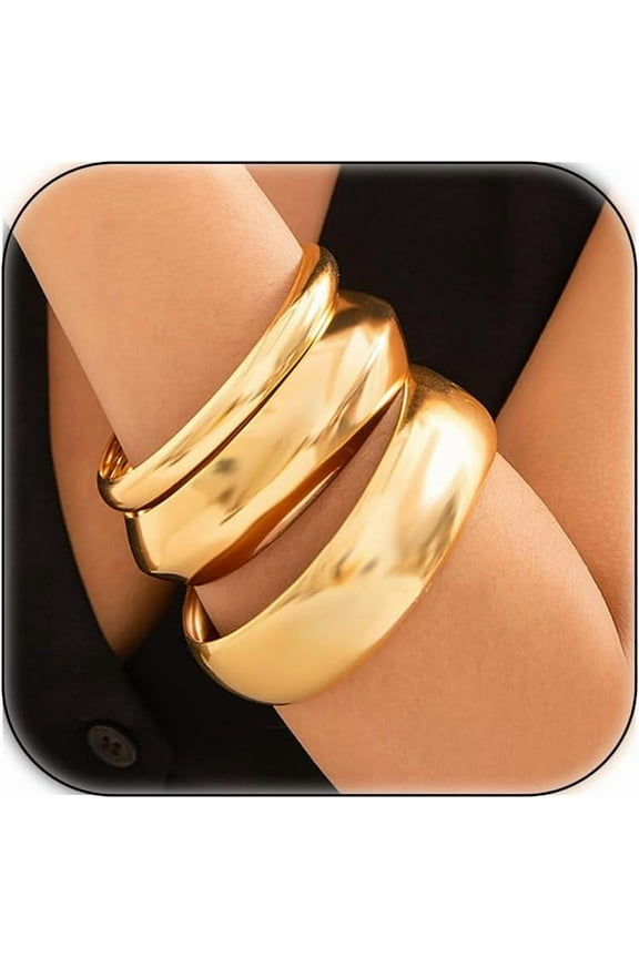 3-8Pcs Gold Bangles for Women Silver Bangles Chunky Bracelets Wrist Cuff Trendy Statement Bangles