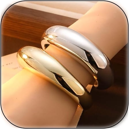 3-8Pcs Gold Bangles for Women Silver Bangles Chunky Bracelets Wrist Cuff Trendy Statement Bangles