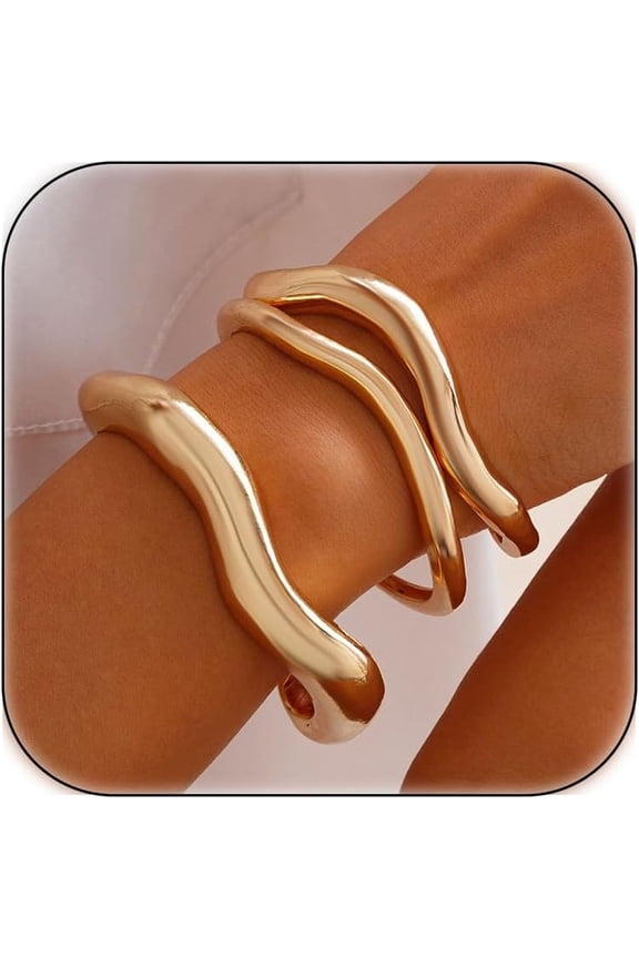 3-8Pcs Gold Bangles for Women Silver Bangles Chunky Bracelets Wrist Cuff Trendy Statement Bangles