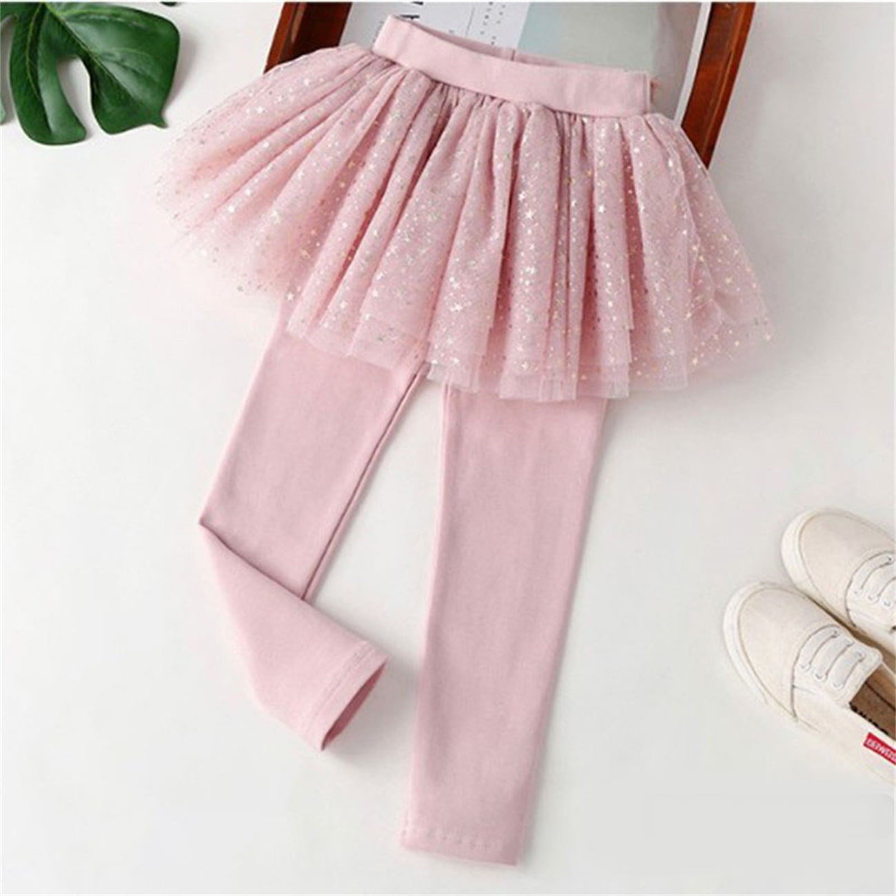 38T Toddler Kids Sequins Tulle Tutu Skirts Legging Little Girls