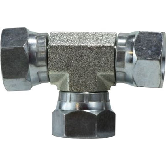 3/8X3/8 Female Swivel Union Tee, Steel Pipe Swivels NPSM, Hydraulics