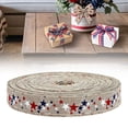 thumbnail image 1 of 3.8cm x 2m Patriotic Linen Ribbon - Natural Burlap with White Dots & Red White Blue Stars, Rustic American Flag Themed Ribbon for 4th of July Wreaths, Party Decor & Gift Wrapping, 1 of 9