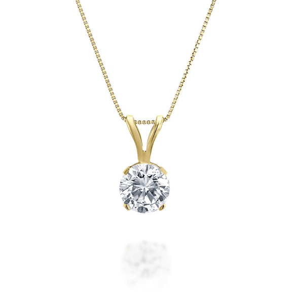 3/8ct tw Diamond Solitaire Pendant Necklace in 14k Yellow Gold