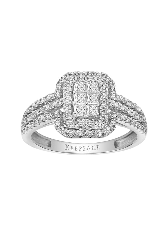 3/8ctw 10KT White Gold Emerald-Shape Genuine Certified Diamond Limited Edition Ring by Keepsake