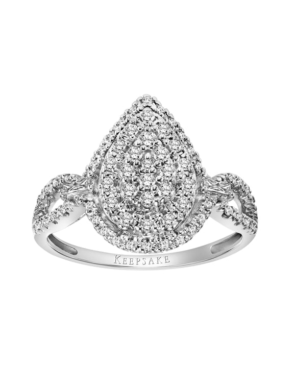 3/8ctw 10KT White Gold Pear Limited Edition Genuine Certified Diamond Ring by Keepsake