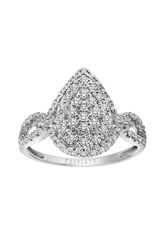 3/8ctw 10KT White Gold Pear Limited Edition Genuine Certified Diamond Ring by Keepsake