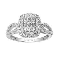 3/8ctw 14KT White Gold Emerald Genuine Certified Diamond "Galaxy" Engagement Ring by Keepsake (H-I, I2)