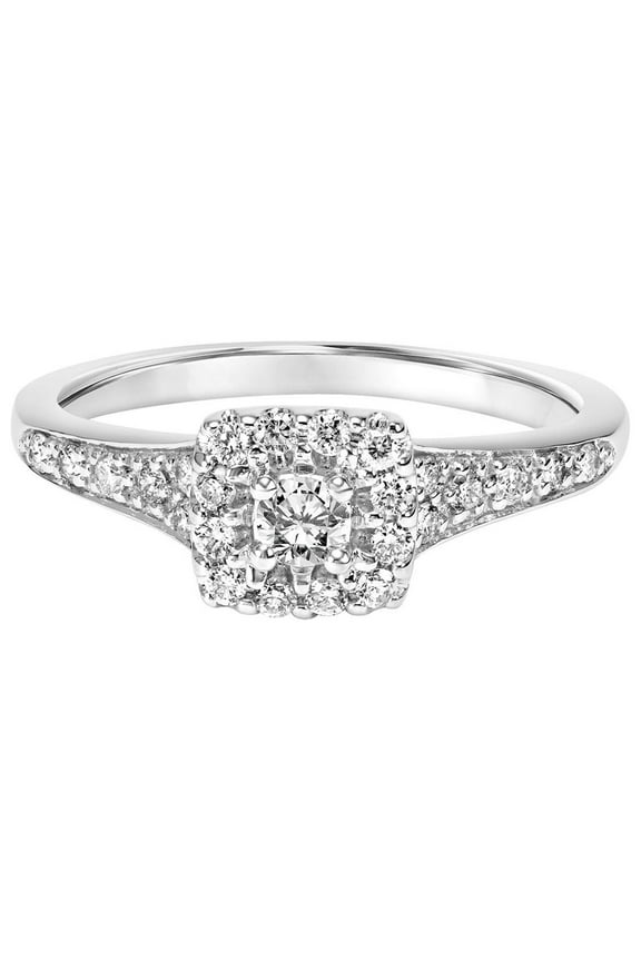3/8ctw 14KT White Gold Square Genuine Certified Diamond "Rosea" Engagement Ring by Keepsake (H-I, I2)