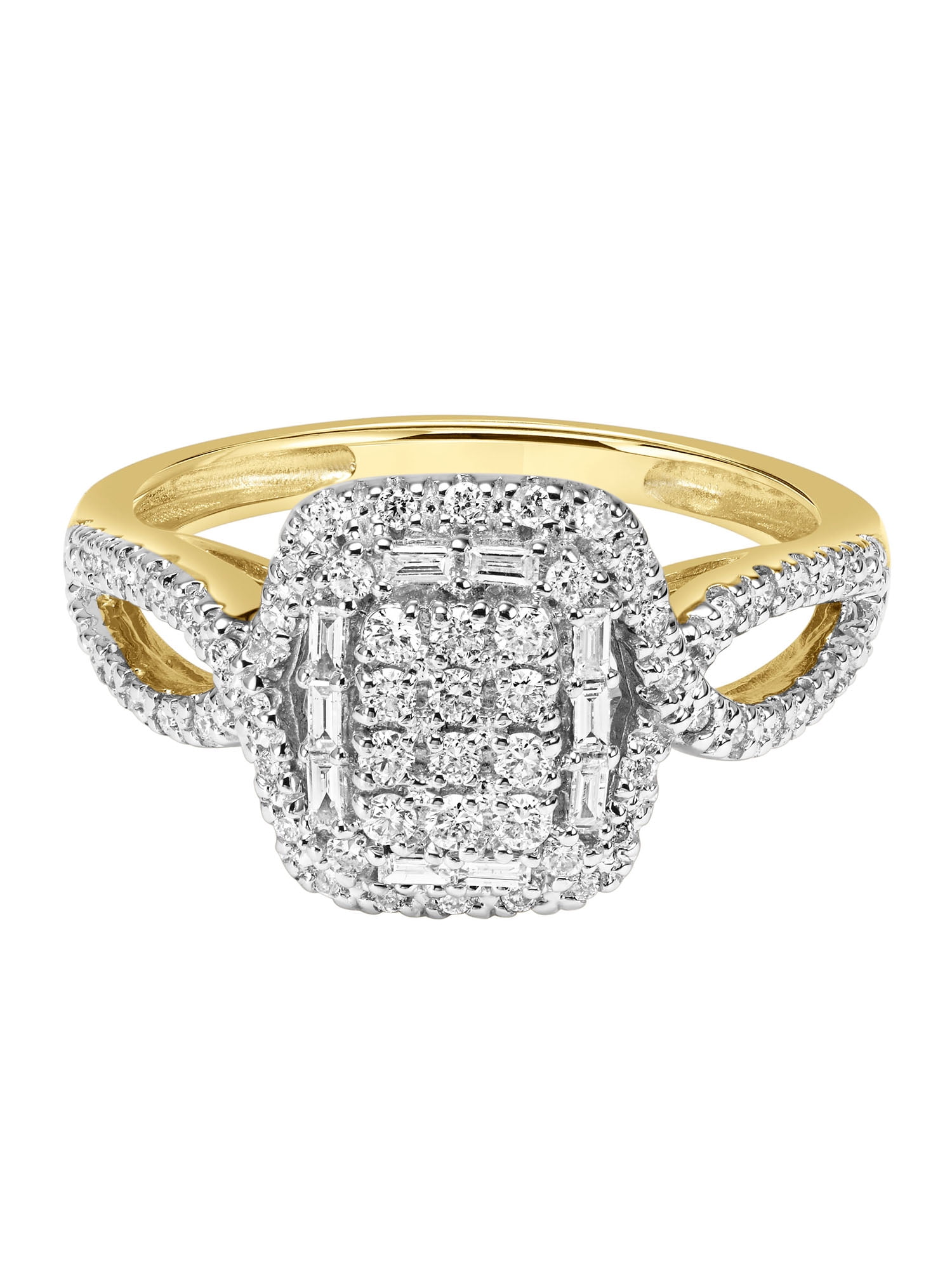 3/8ctw 14KT Yellow Gold Emerald Genuine Certified Diamond "Galaxy" Engagement Ring by Keepsake (H-I, I2)