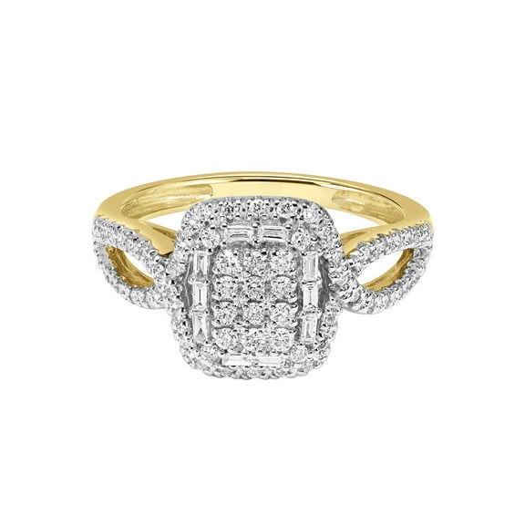 3/8ctw 14KT Yellow Gold Emerald Genuine Certified Diamond "Galaxy" Engagement Ring by Keepsake (H-I, I2)