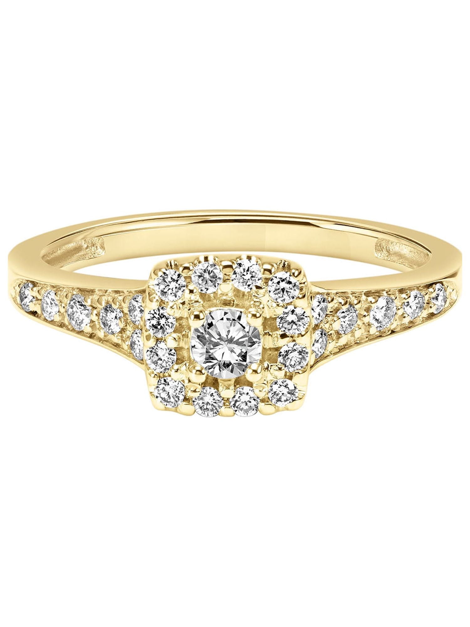 3/8ctw 14KT Yellow Gold Square Genuine Certified Diamond "Rosea" Engagement Ring by Keepsake (H-I, I2)