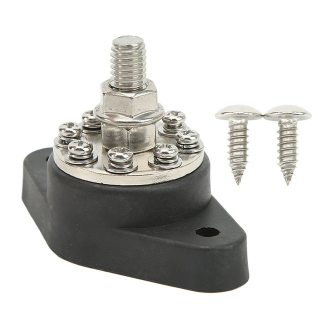3/8in Black M10 Single Stud Power Distribution Terminal 12V 48V 160A