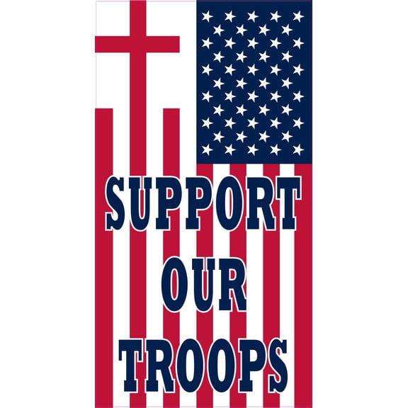 3.8in x 7in Cross US Flag Support Our Troops Magnet