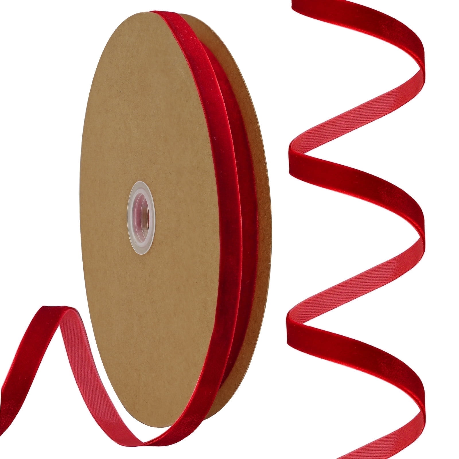 LoomJoyz 3/8inch 25 Yards Red Velvet Ribbon - Thin Ribbon for Gift Wrap ...