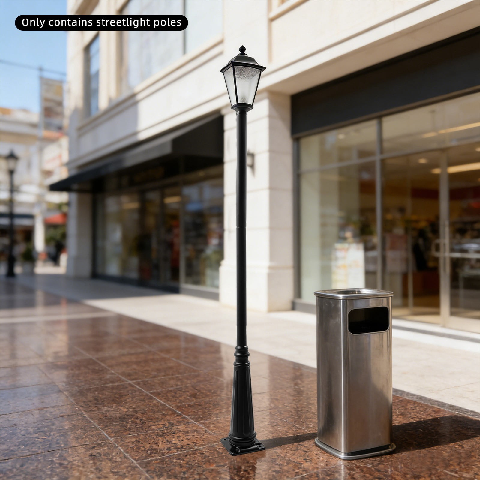 3.8m European Split-Type Q195 Iron Black Floorstanding Outdoor Light Post for Sidewalks, Driveways