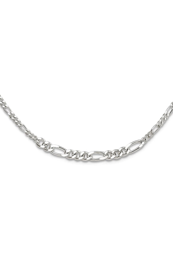 3.8mm 925 Sterling Silver E-coated Figaro Chain Necklace 18 Inch Chain Necklace for Women and Men