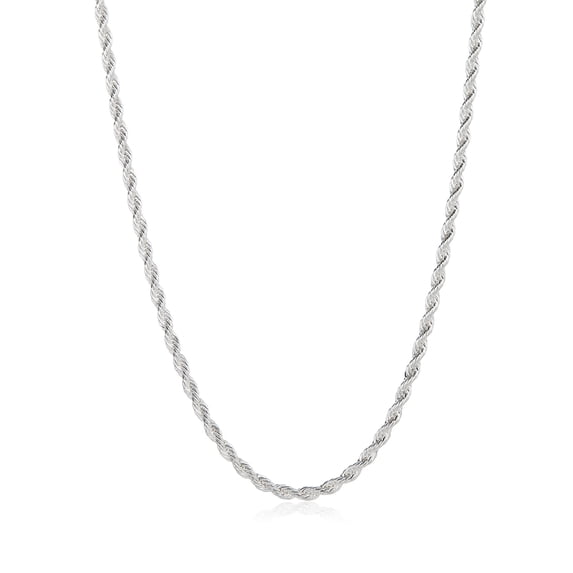 3.8mm High-Polished Silver Plated Stainless Steel Twisted Rope Chain Necklace, 30 inches