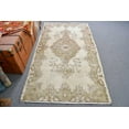 thumbnail image 1 of 3.8x7 ft Area Rug, Vintage Rug, Turkish Rug, Oushak Rug, Rugs For Bedroom, Beige Floor Rug, Turkish Area Rug, Handmade Bedroom Rug, 12915, 1 of 10