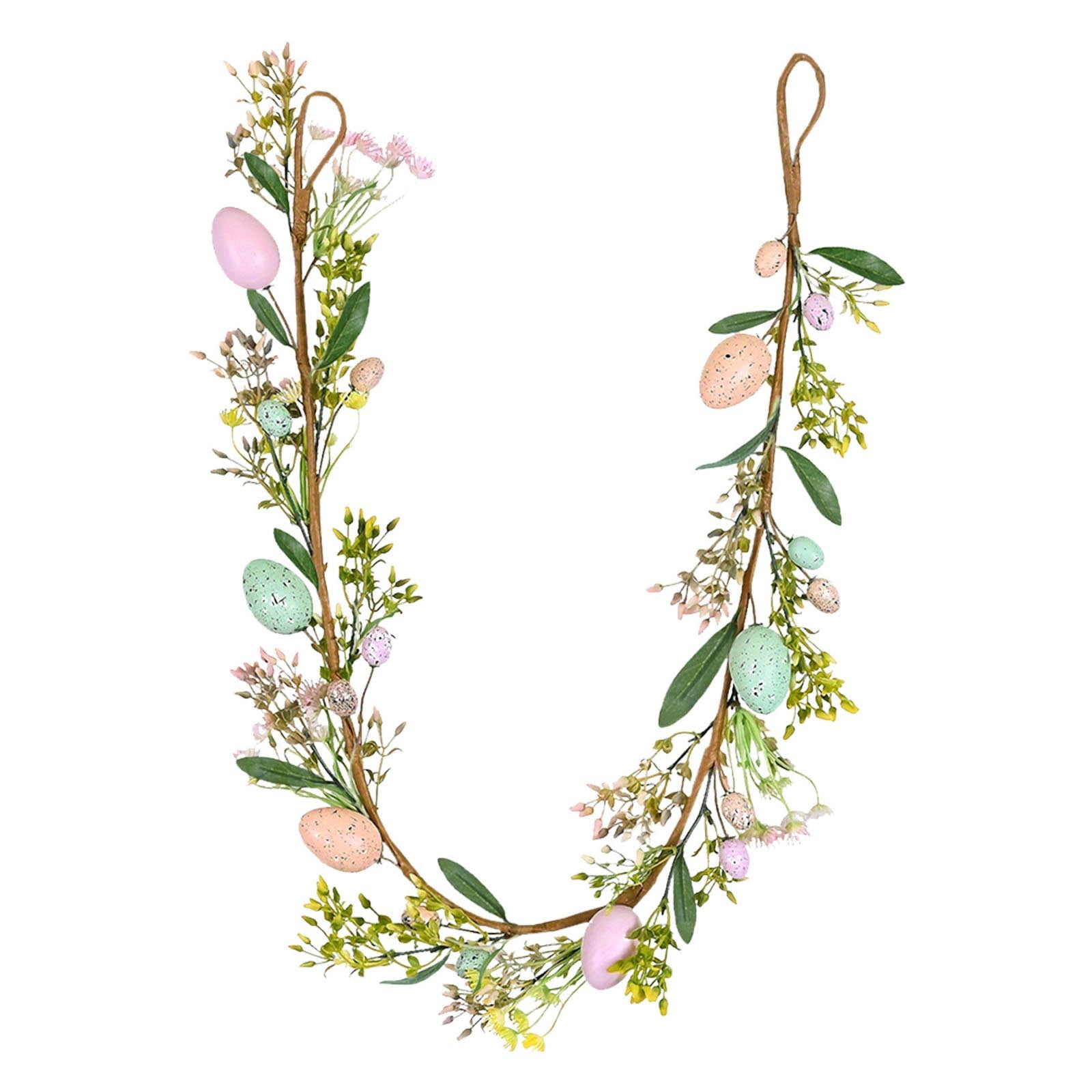 Rustic Spring Garlands 3.9 FT Artificial Easter Egg Garland, Mixed Berry and Greenery Spring ...