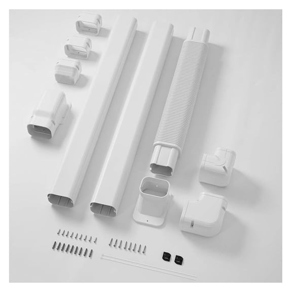 3" 9 Ft Mini Split Line Set Cover with Flexible Duct, Decorative PVC Lineset Cover Kit, Paintable for Air Conditioner, Central , HAVC & Heat Pumps Systems Tubing Cover, White