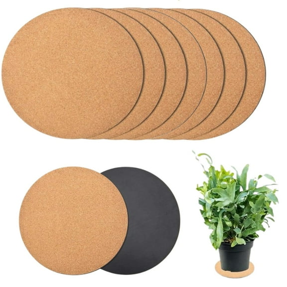 3.9 Inch Cork Plant Coasters,6 Pcs Absorbent Plant Saucer Mats,Round Cork Coasters Indoor for House Plants Cork Pads for Pots,DIY,Craft