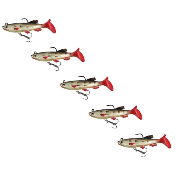 3.9 Inch Fishing Lures Pre-Rigged Jig Head Soft Swimbaits with Curly Tail, Realistic 3D Eyes & Sharp Hooks for Bass Trout Crappie in Freshwater Saltwater
