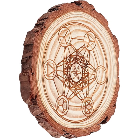 3.9 Inch Metatron's Cube Mandala Wall Art Nature Wooden Grid Board Sacred Geometry Wall Decor Meditation Wood Art Spiritual Gifts Ritual Brown DIY