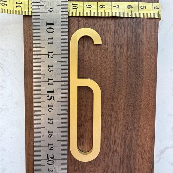 3.9 Inch Solid Brass Self Adhesive House Number 6