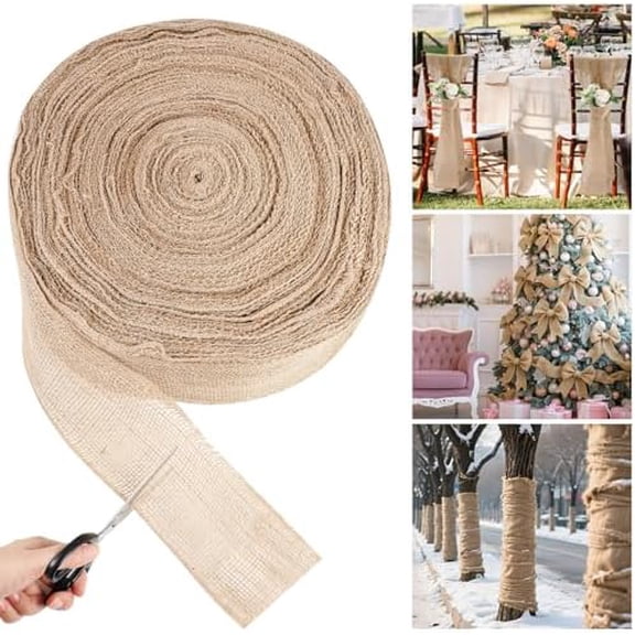 3.9 Inch x 328 ft Burlap Chair Bows Sashes Natural Burlap Ribbon for Wedding Rustic Jute Fabric Roll for DIY Craft Gift Wrapping Supplies Thanksgiving Xmas Wreath Outdoor Decor$$Garden & Patio