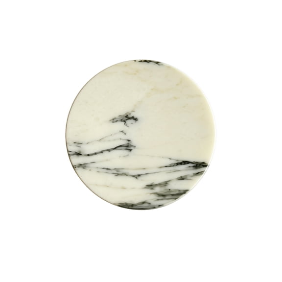 3.9" Natural Marble Coaster, Round Heat Resistant Drink Mat, Elegant Stone Trivet Pad for Coffee Table, Kitchen & Luxury Home Decor