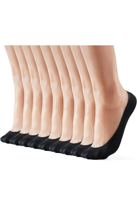3-9 Pairs No Show Socks Women Nylon Ultra Low Cut Non-Slip Thin Liner Socks Invisible Hidden Socks for Flats