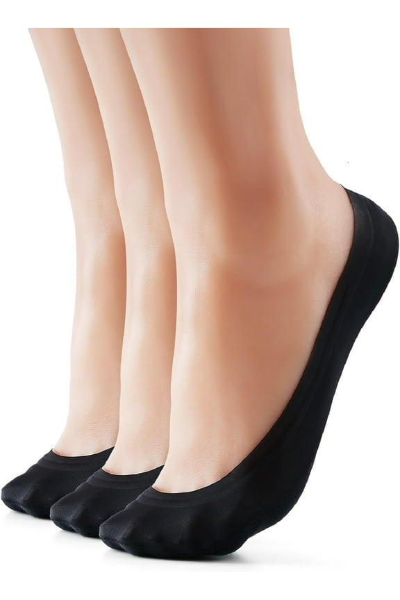 3-9 Pairs No Show Socks Women Nylon Ultra Low Cut Non-Slip Thin Liner Socks Invisible Hidden Socks for Flats