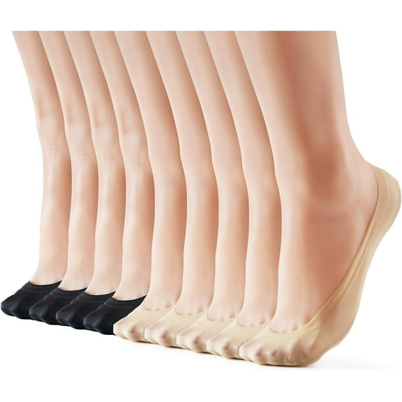 3-9 Pairs No Show Socks Women Nylon Ultra Low Cut Non-Slip Thin Liner Socks Invisible Hidden Socks for Flats
