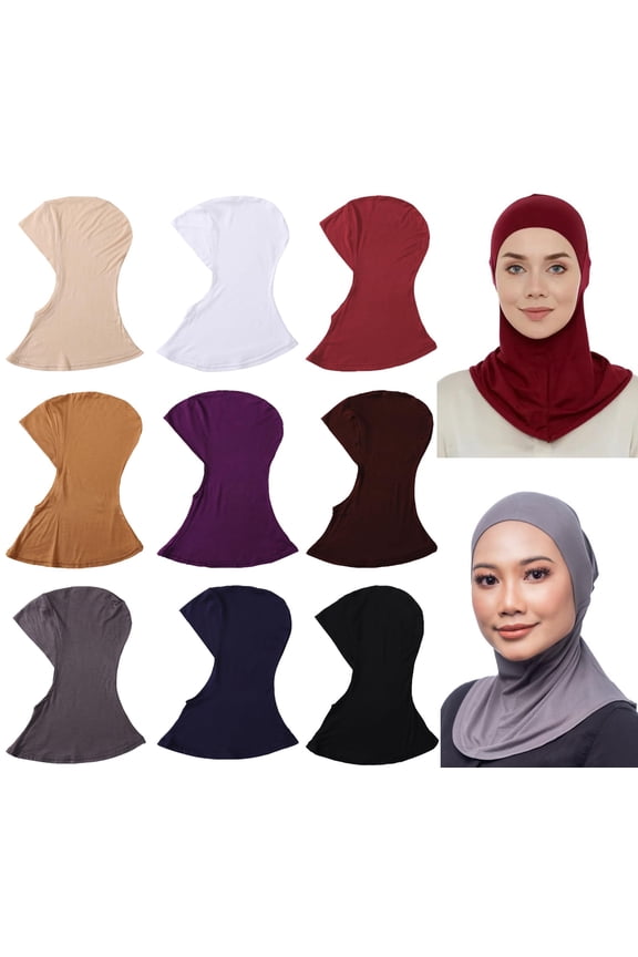 3-9 Pieces Modal Hijab Turban Muslim Hijab Cap Adjustable Muslim Scarf Stretchy Head Scarf for Women