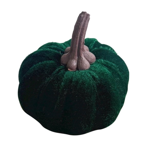 3.9" Vibrant Green Velvet Pumpkin, Halloween Decor for Harvest Festival, Tabletop Centerpiece for Thanksgiving & Fall & Home Accent