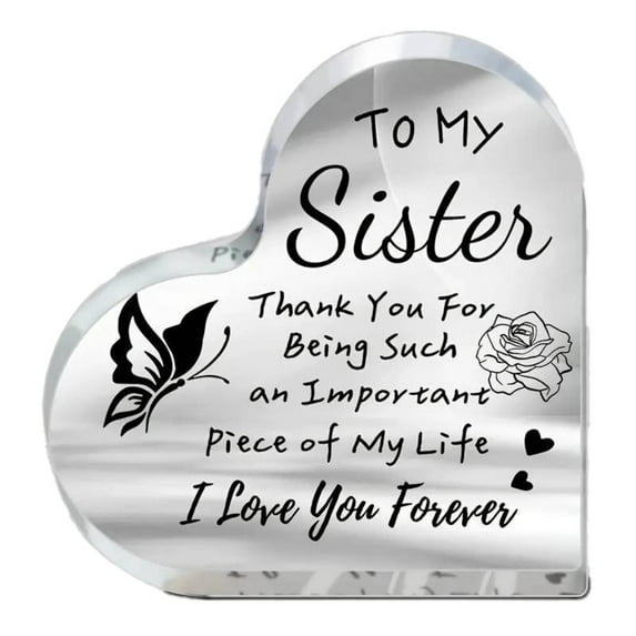 3.9 x 3.9 Inch Acrylic Heart Transparent Birthday Floral Commemorative Graduation Gift Woman Keepsake Decor Gift for Friend Friendship