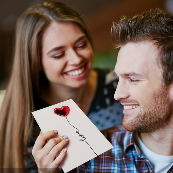 3.9" x 5.9" Valentines Day Cards with Love Heart, Blank Note Cards, Anniversary Love Cards for Her or Him, Mother's Day, Thank You Greeting Birthday Cards, B