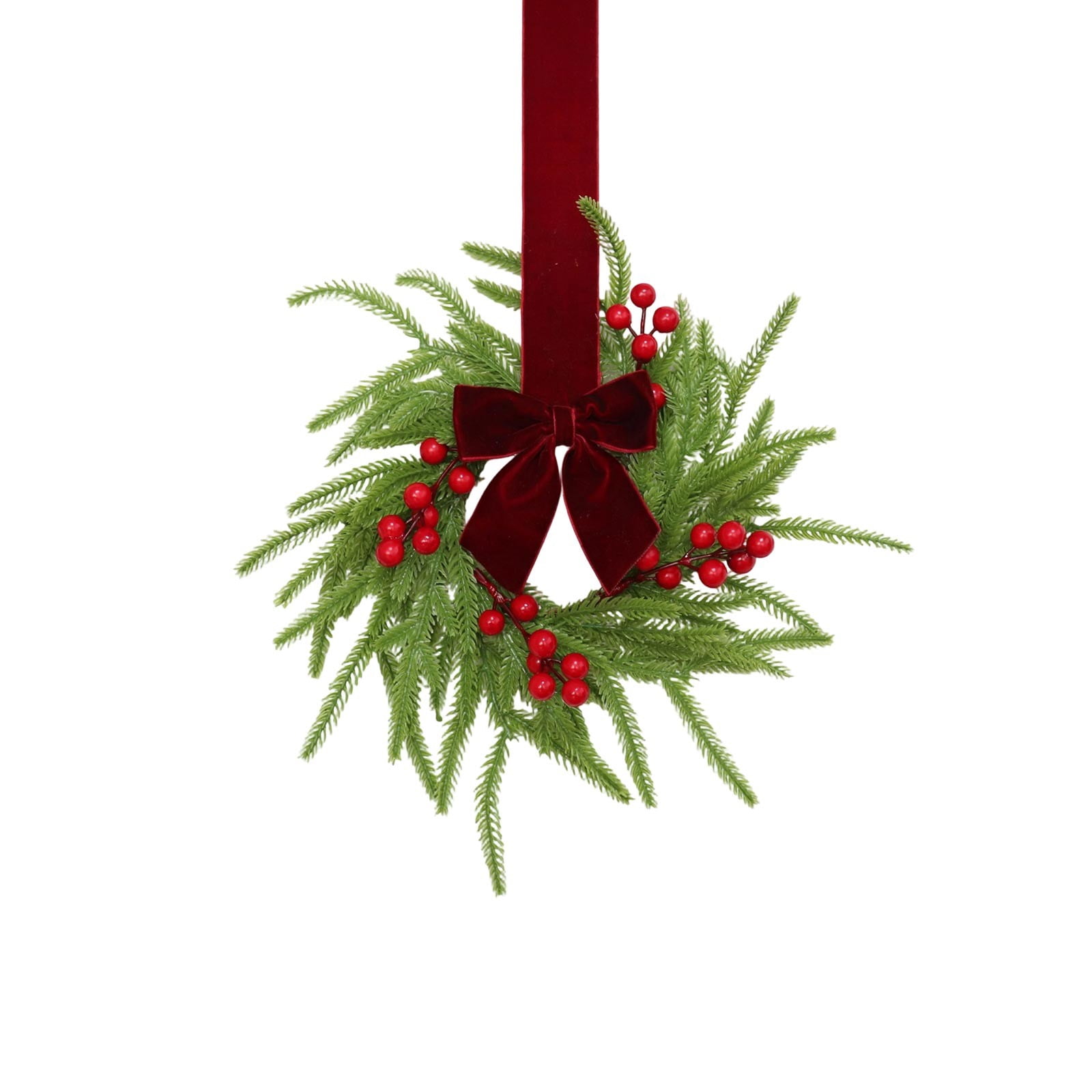3.93 Inch Mini Norfolk Christmas Cabinet Wreath, Artificial Greenery ...