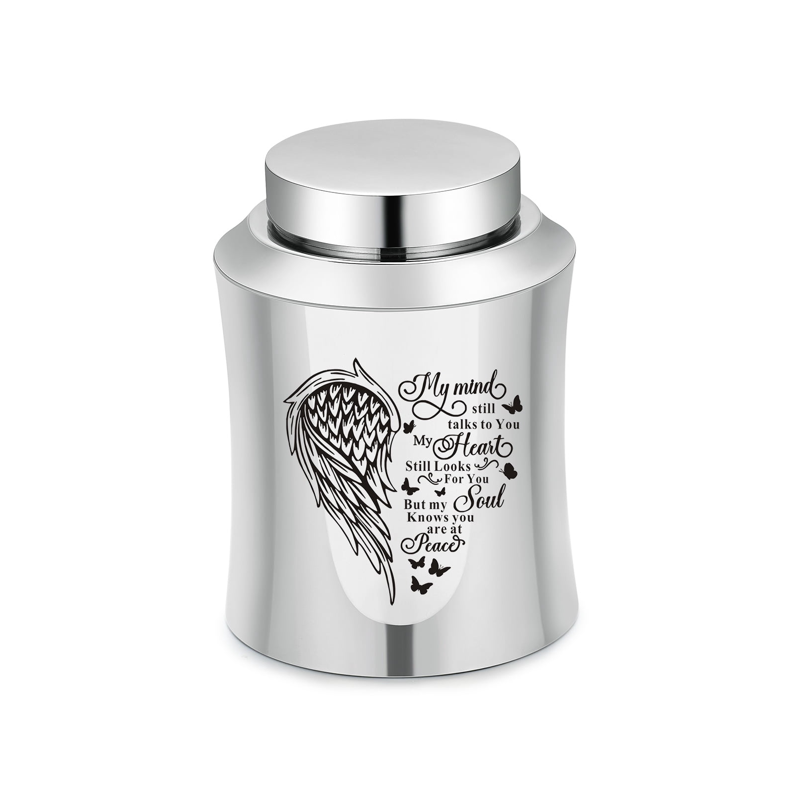 3.93 Inches Small Urn for Human / Pet Ashes Small Keepsake Urn Heart /Tree Of Life / Paw Angel Wings Pattern Memorial Ashes Container Stainless Steel Mini Cremation Urn