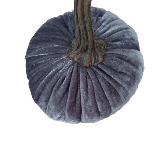 3.93" Velvet Pumpkin Decor, Fabric Pumpkin with Real Stem, Rustic Fall Table Centerpiece, Thanksgiving Halloween Harvest Ornament for Mantel, Shelf, Desk, Home Festive Display, C