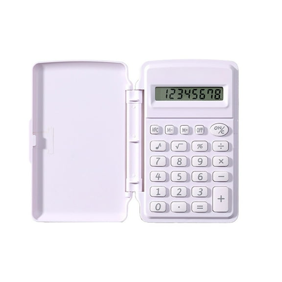 3.93in 8-Digit Flip Top Calculator Macaron Color Small Portable Calculator(White)