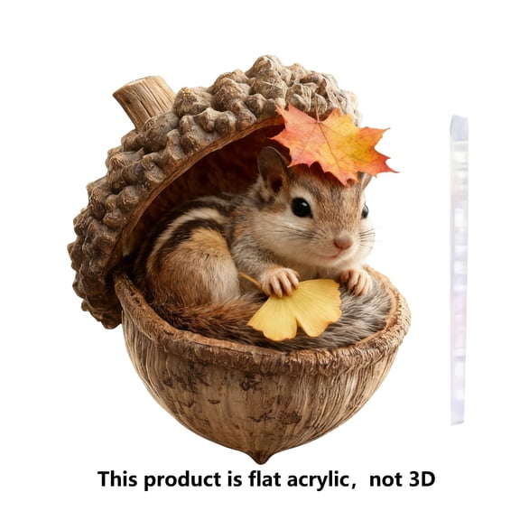 3.94 Inch Christmas Decorations Indoor Decorations 2D Flat Forest Animal Acorn Ornaments Cute Animal Wall Hanging for Home Wall Fireplace Mirror Decor, Festival Gifts