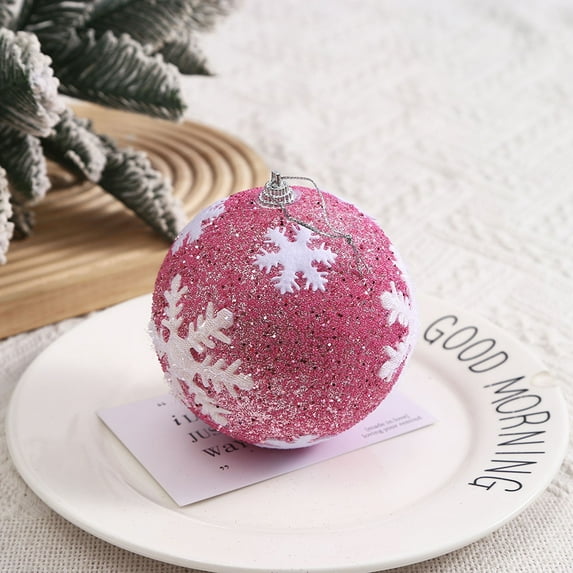 3.94 Inch Christmas Tree Ornaments Decorations Balls Pink Hanging Balls Xmas Baubles Cute Shatterproof Hanging Ornaments for Home Decoration, Festival Party
