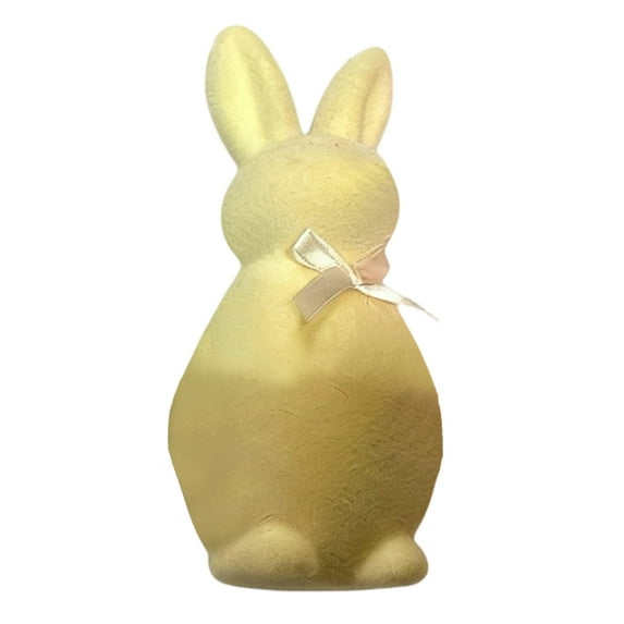 3.94" Pastel Flocked Bow-Tied Bunny Set, Pastel Flock Bunnies Figurines with Bow for Spring Easter Home Office Party Table Centerpiece Decoration