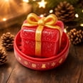 thumbnail image 1 of 3.94" Red Gift Box Squishy Toy with Gold Bow & Frosted Texture, Christmas Holiday Fidget Figure with Display Stand for Desk Decor & Party Favors, 1 of 6