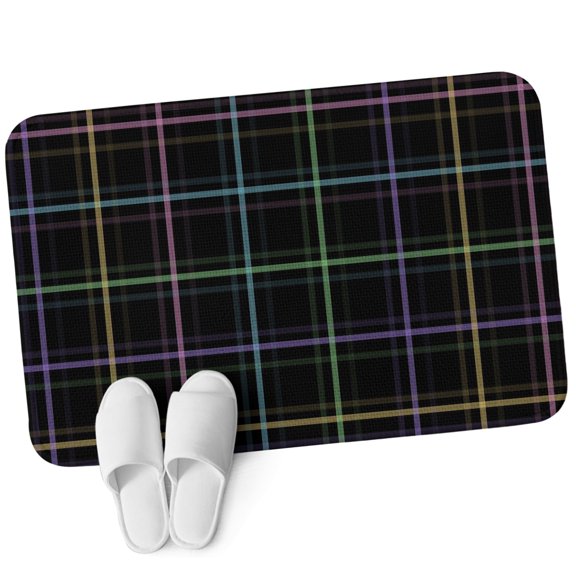 3.94'x5.25' Area Rug for Bedroom, Black Geometric Non Slip Soft Small Carpet for Living Room Dining Room, Washable Low Pile Rugs Kitchen Nursery Floor Mat Vintage Grid Plaid Colorful Lines