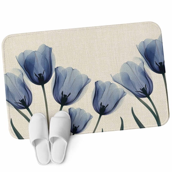 3.94'x5.25' Area Rug for Bedroom, Blue Tulip Non Slip Soft Small Carpet ...