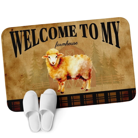 3.94'x5.25' Area Rug for Bedroom, Farmhouse Sheeps Non Slip Soft Small Carpet for Living Room Dining Room, Washable Low Pile Rugs Kitchen Nursery Floor Mat Vintage Country Animals Cabins Brown