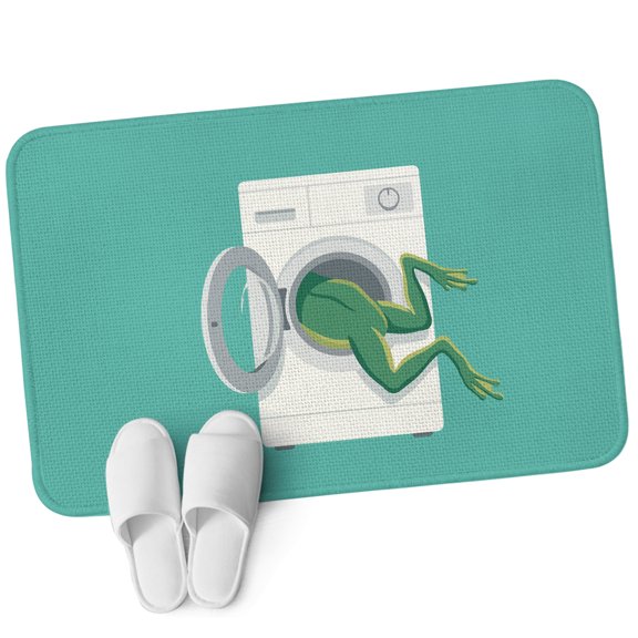 3.94'x5.25' Area Rug for Bedroom, Frog Non Slip Soft Small Carpet for Living Room Dining Room, Washable Low Pile Rugs Kitchen Nursery Floor Mat Teal Laundry Room Washing Machine