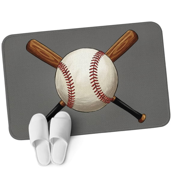 3.94'x5.25' Area Rug for Bedroom, Gray Baseball Non Slip Soft Small Carpet for Living Room Dining Room, Washable Low Pile Rugs Kitchen Nursery Floor Mat Modern Sport Games Watercolor
